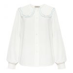 Блуза піко з ажурним коміром білий